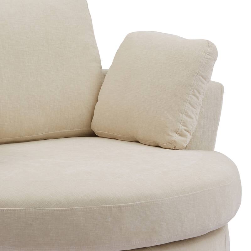 Upholstered Swivel Barrel Armchair Club Chair With Metal Base