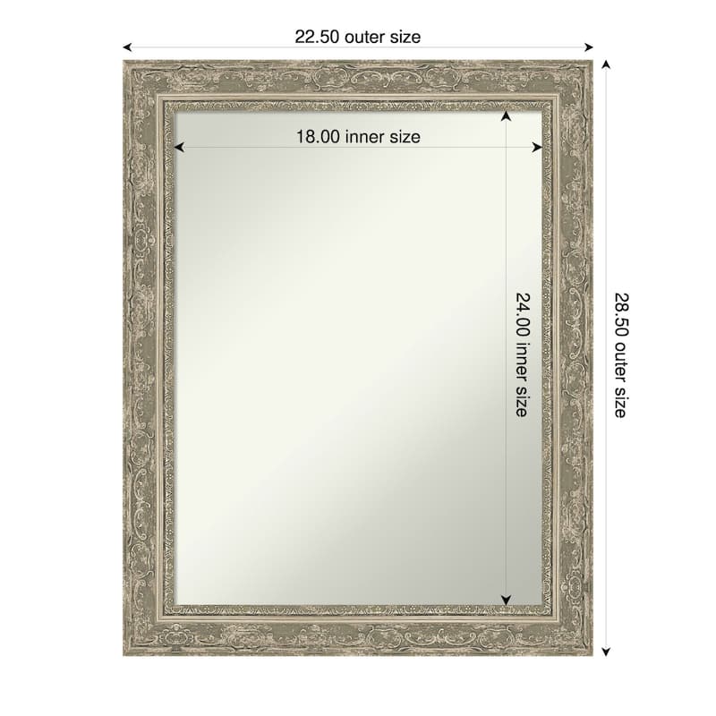 Filigree Non-Beveled Framed Wall Mirror - 23 x 29 in - Filigree Silver