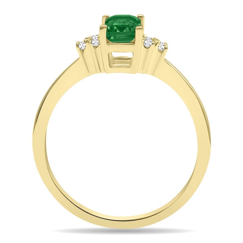 Emerald and Diamond Regal Ring in 10k Yellow Gold