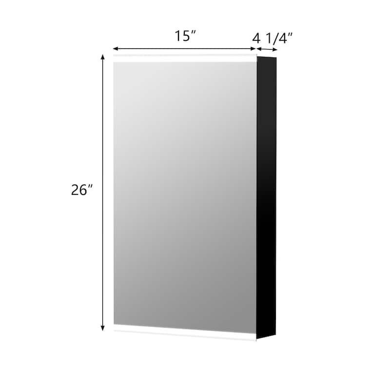 Bathroom LED Rectangular Aluminum Surface Mount Medicine Medicine Cabinet With Adjusted Glass shelves