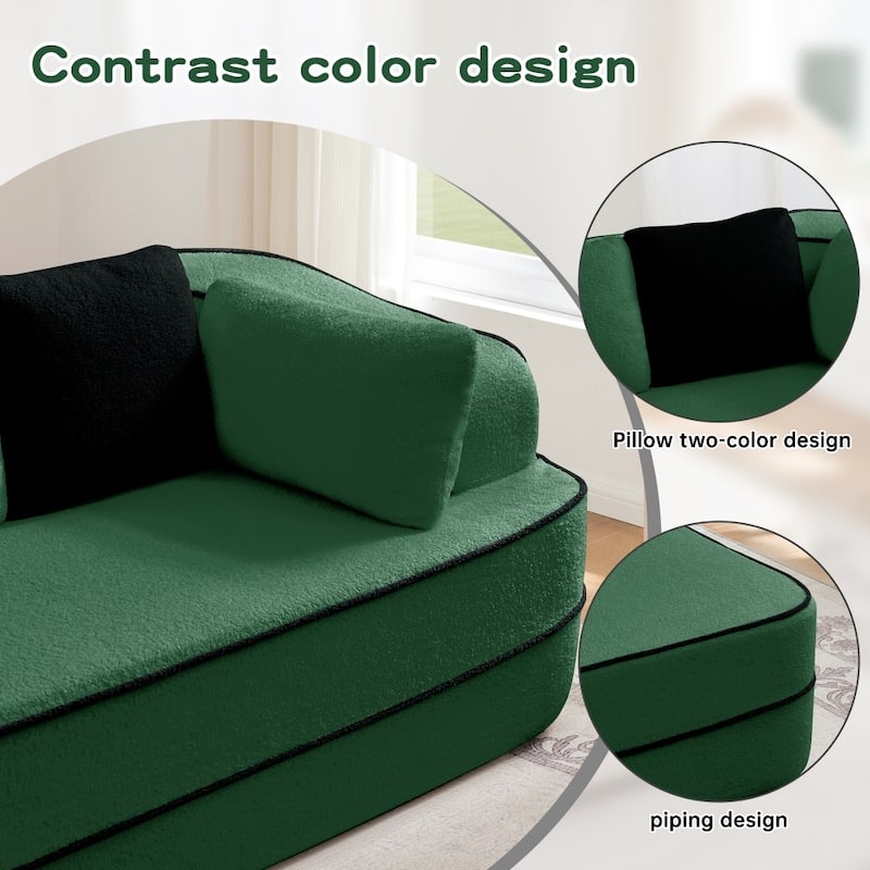77.2" Symmetrical Fluffy Comfy Modular Sectional Sleeper Sofa with Double Chaises