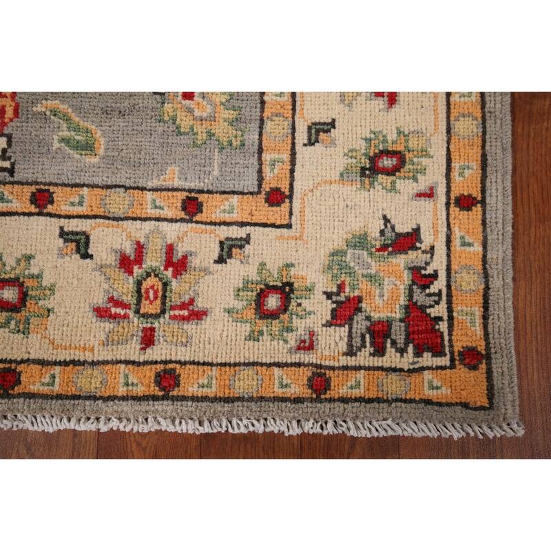Floral Oushak Oriental Accent Rug Hand-Knotted Wool Carpet - 3'6" x 4'9"