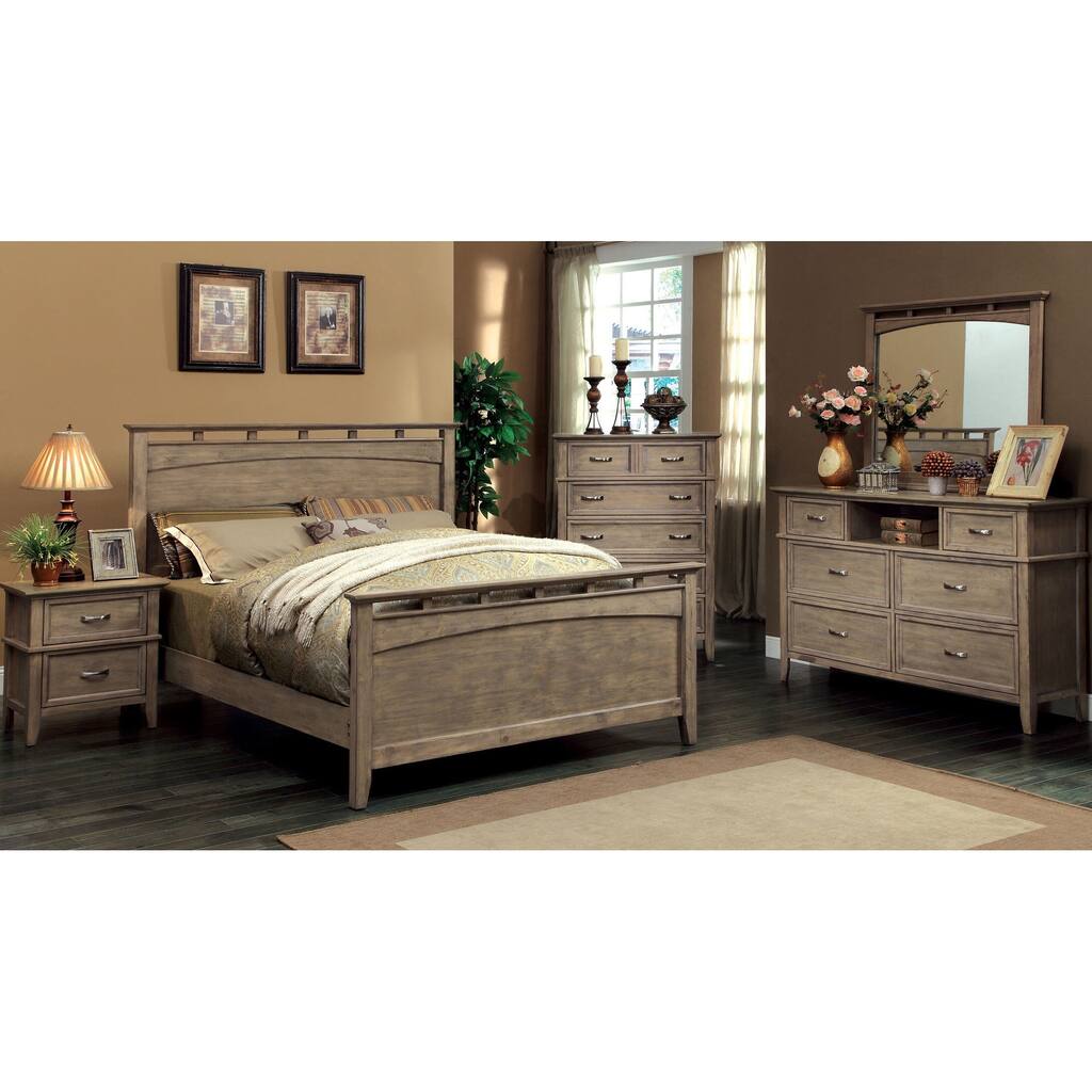 Furniture of America Shoreline 4-piece Weathered Oak Bed Set