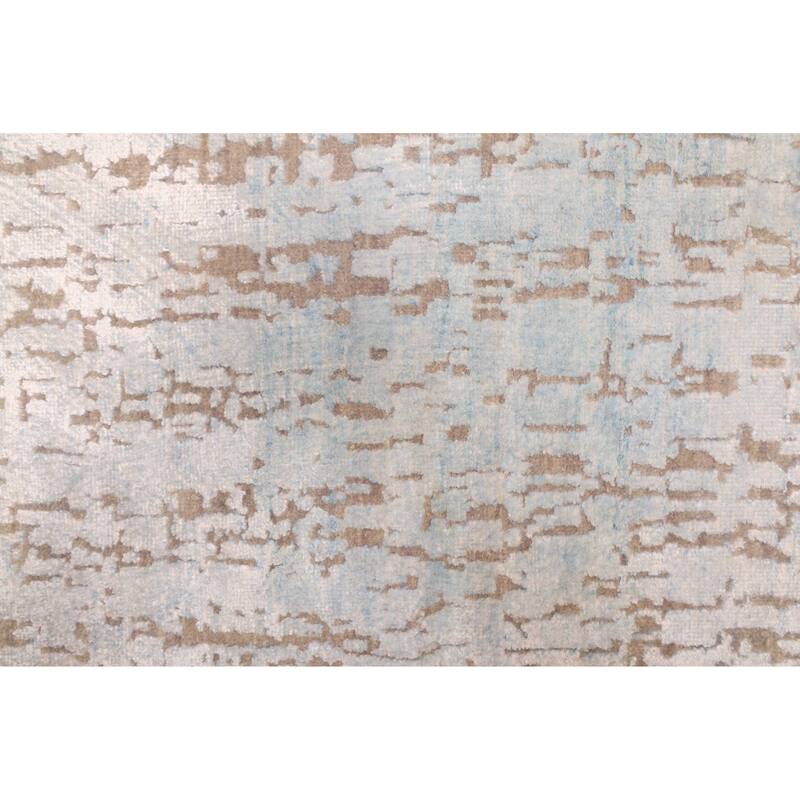 ECARPETGALLERY Hand-knotted Legacy Light Blue Silk, Wool Rug - 2'5 x 10'3