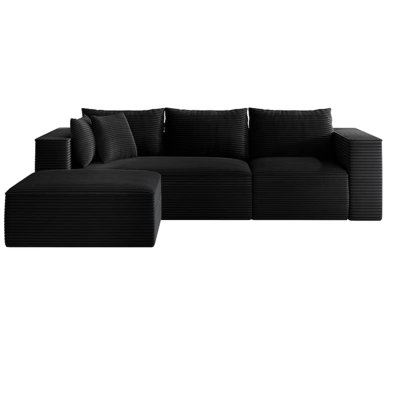 Moasis L Shaped Cloud Upholstered Couches Sectional Sofa with Deep Seat for Living Room or Bedroom