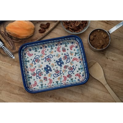 Blue Rose Polish Pottery 149 Vena Medium Rectangular Baker