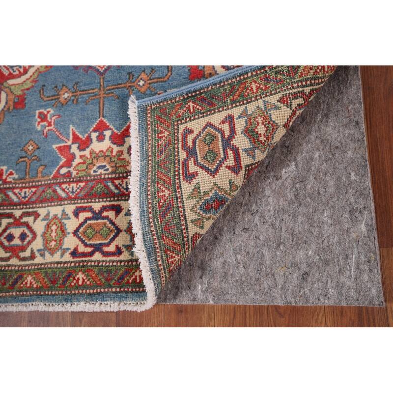 Blue Geometric Kazak Oriental Foyer Rug Handmade Wool Carpet - 2'11" x 4'11"