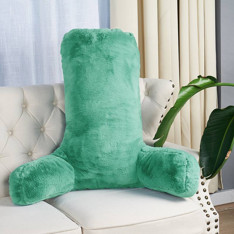 Home Soft Things FoxFauxFur Bedrest - 28" x 30" x17" - Blue Turquoise