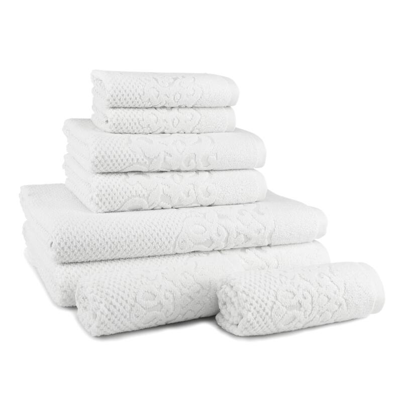 East'N Blue Galata Turkish Cotton Bath Towel Set (Set of 8) - (2 Bath Towel, 2 Hand Towel, 4 Washcloth) - White