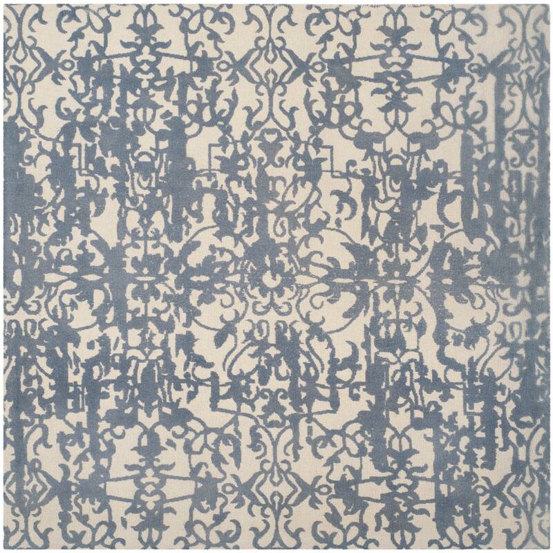 SAFAVIEH Handmade Restoration Vintage Distressed Boho Madisen Oriental Wool - 6' x 6' Square - Ivory/Blue - Square/Runner