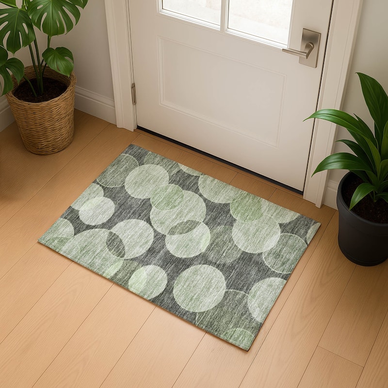 Premium Washable Super Soft Contemporary Bubbles Mayfield Rug - Aloe - 1'8" x 2'6"