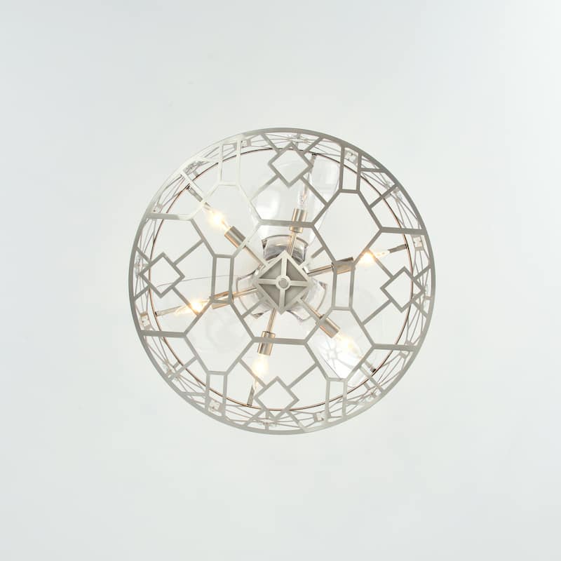 Gio 24 Ince Satin Nickel Finish Glam-Modern Style Crystal Lighted Ceiling Fandelier with Remote