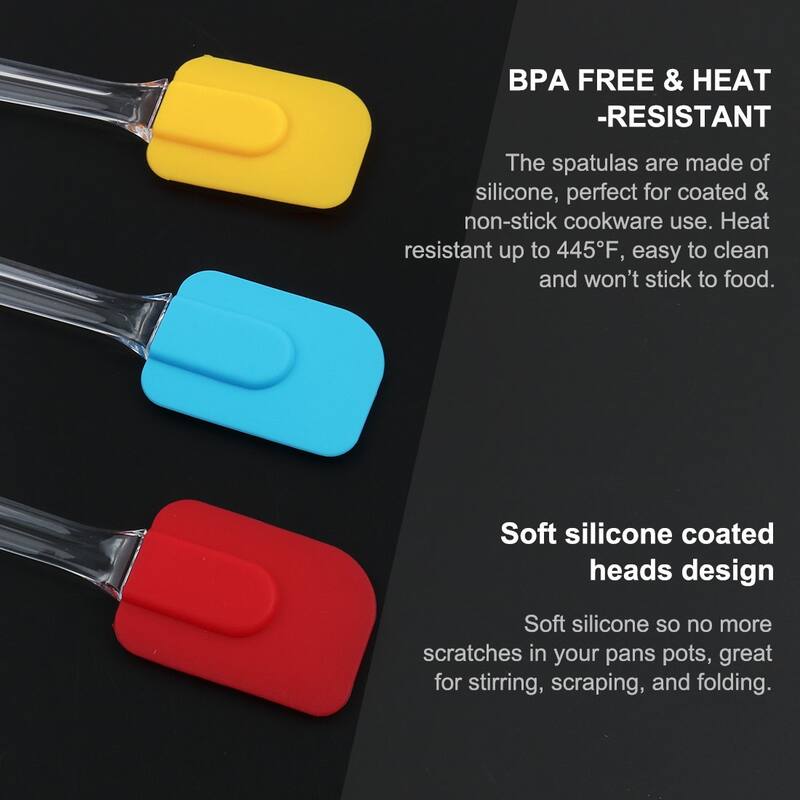 3pcs Flexible Silicone Heat Resistant Non Stick Spatula Set - 3pcs/18.5cm Length