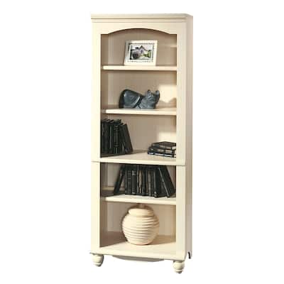 Elegant Display Shelf Bookcase with 5 Shelves in Antique White Wood Finish - 72.14" H x 27.25" W x 17.5" D