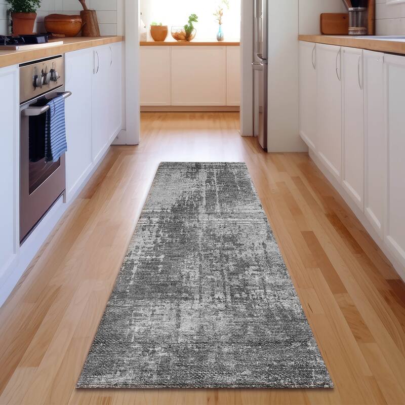 Premium Washable Super Soft Abstract Ombre Mayfield Rug - Gray - 2' 3" x 7' 6" - Runner