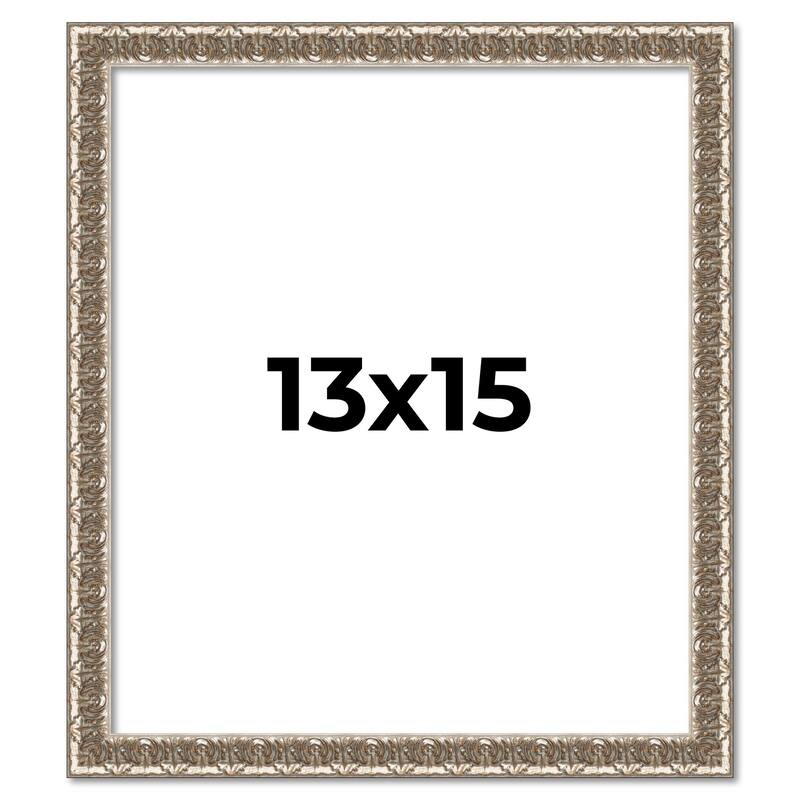 13x15 Frame Silver Versailles Ornate Solid Wood Picture Frame | 1 Inch