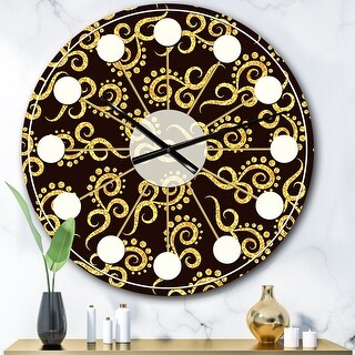 Designart 'Gold and Black Swirl II' Mid-Century wall clock - Bed Bath ...