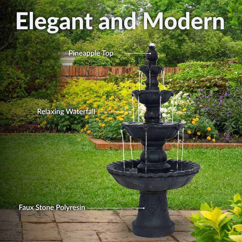 Sunnydaze 4-Tier Pineapple Outdoor Water Fountain - 52" H