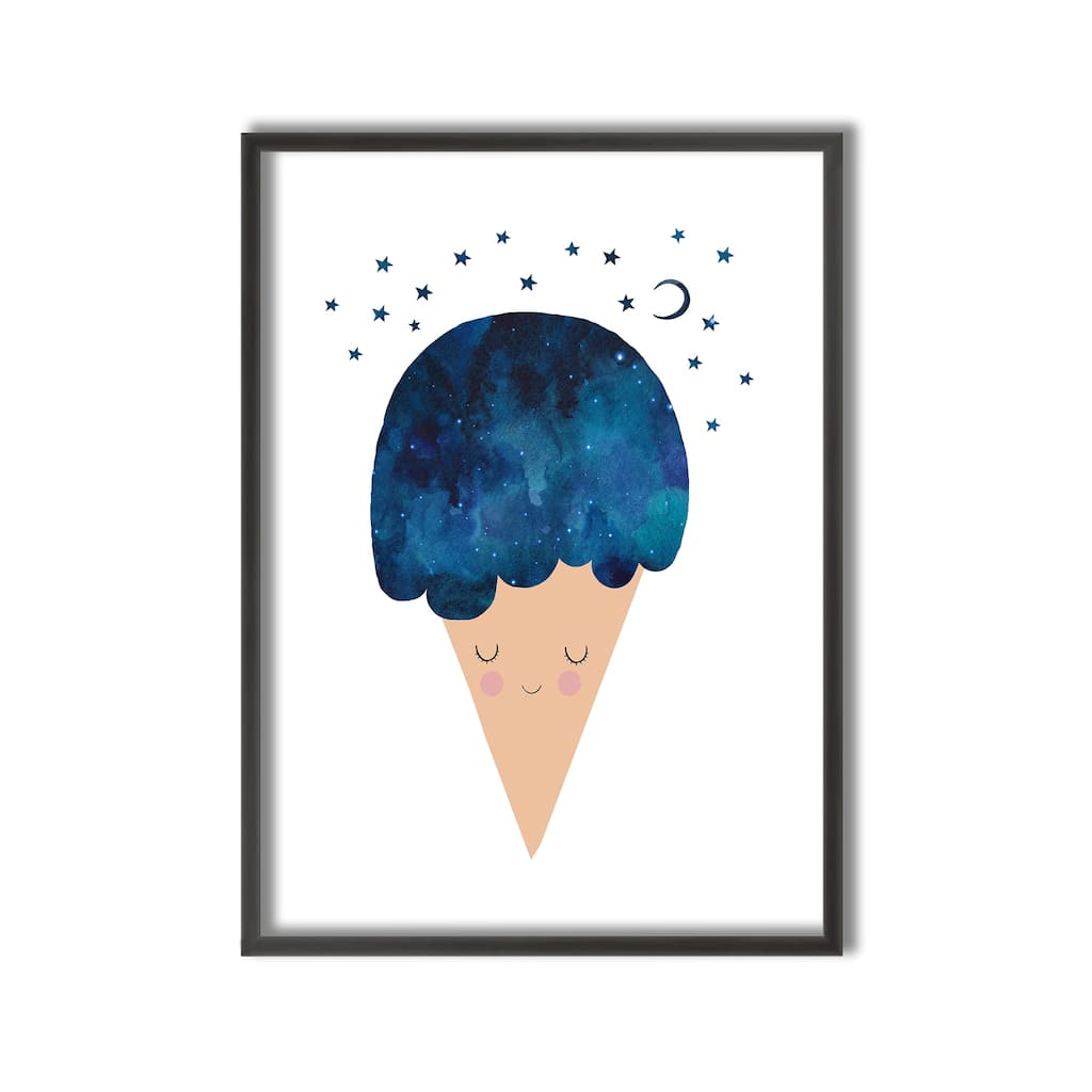 Kids Framed Art Print Sleep Well by Treechild - Multi-Color