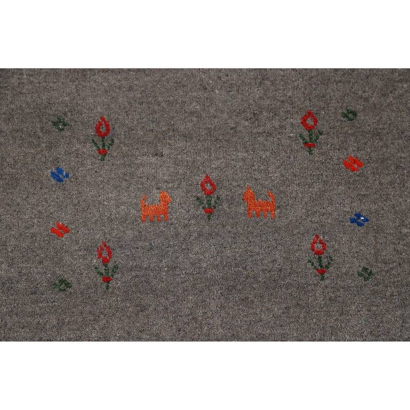 Gray Tribal Gabbeh Oriental Area Rug Handmade Wool Carpet - 8'1" x 9'8"