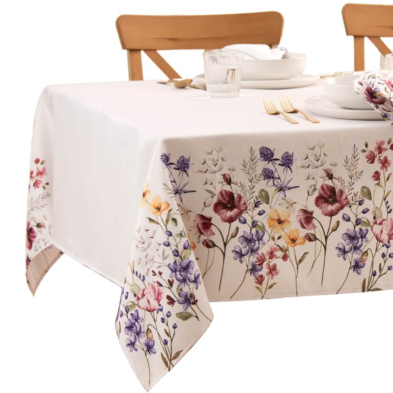 Poppy Wildflower Bordered Tablecloth