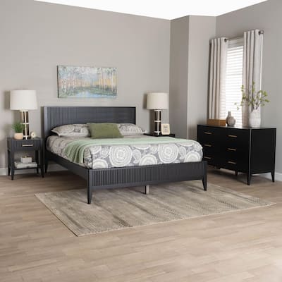 Primrose Mid-Century Fluted Wood 4-Piece Bedroom Set