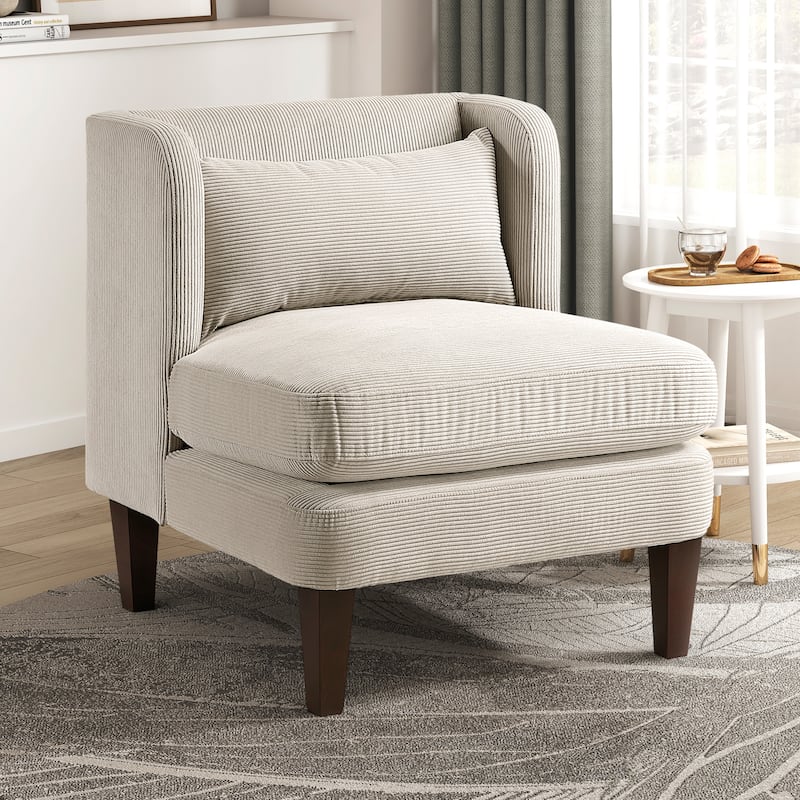 Clara 27.5" Corduroy Fabric Accent Chair - Matching Pillow