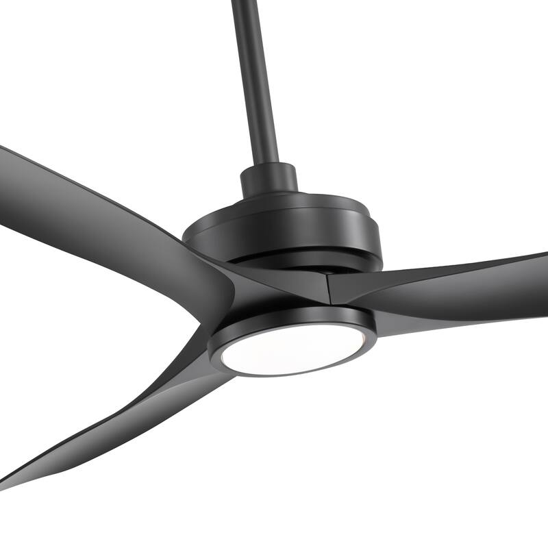 52-inch Black Waterproof Outdoor Ceiling Fan with Light Remote(3-Blade)