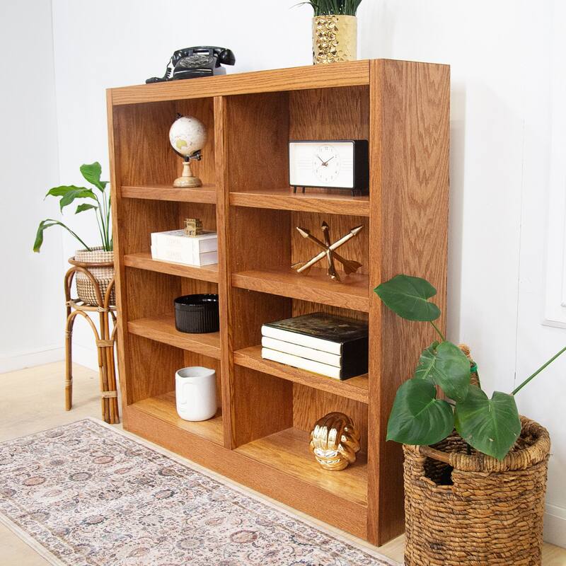 Concepts in Wood Double Wide Wood Bookcase, 8 Shelf, 48 inch Tall