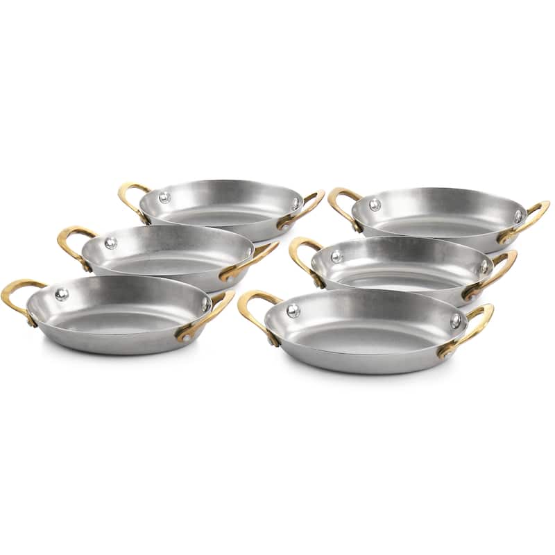 Martha Stewart 6Pc Mini Vintage Oval Au Gratin Pan Set with Brass - Silver