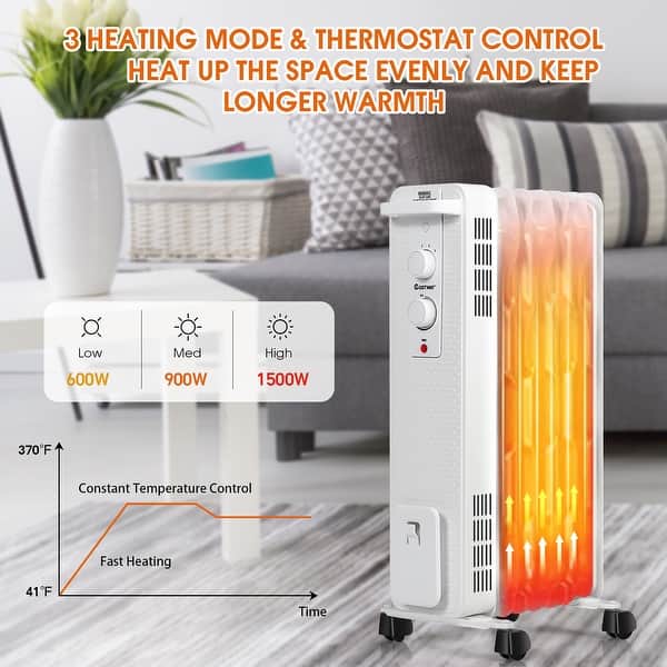 Costway 1500W Oil-Filled Heater Portable Radiator Space Heater w/ - On Sale  - Bed Bath u0026 Beyond - 32650433