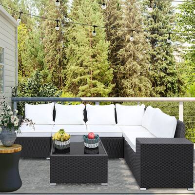 6-Piece PE Rattan Modular Outdoor Furniture Set