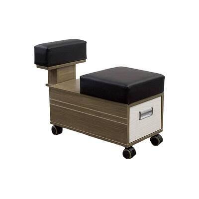 AleraII Pedicure Trolley Pedi Cart Storage Drawer Cabinet w/ Footrest, White Wood - N/A