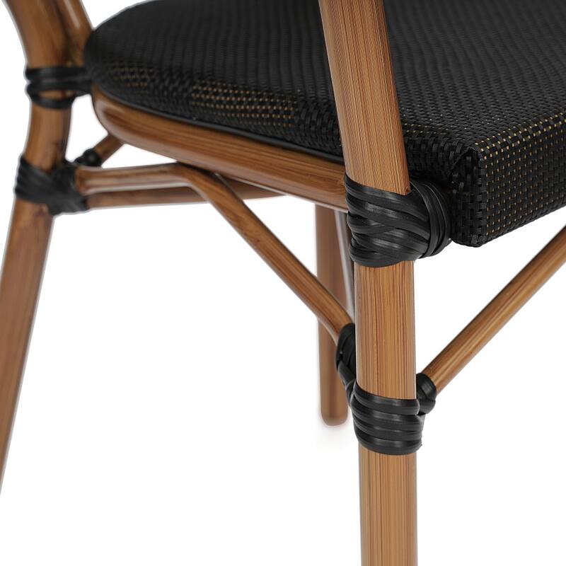 2 Pack All-Weather Commercial Paris Chairs with Arms and metal Frames