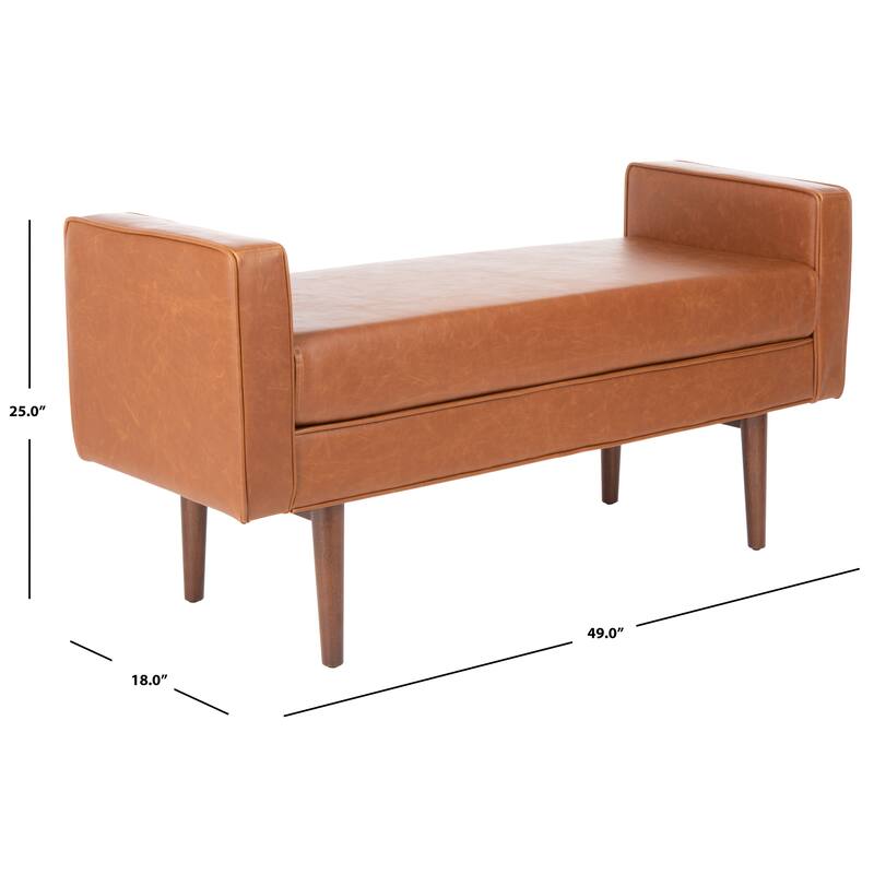 SAFAVIEH Rosalee Mid-Century Modern 25-inch Bench - 49" W x 18" L x 25" H - 49Wx18Dx25H