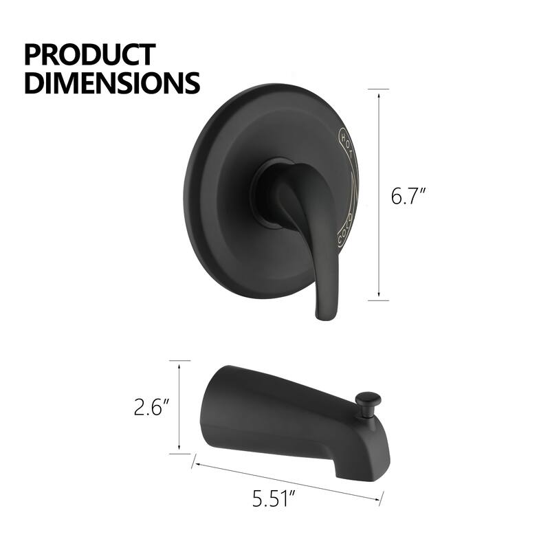 YASINU Wall Mounted Tub Spout And Shower Valve Kit