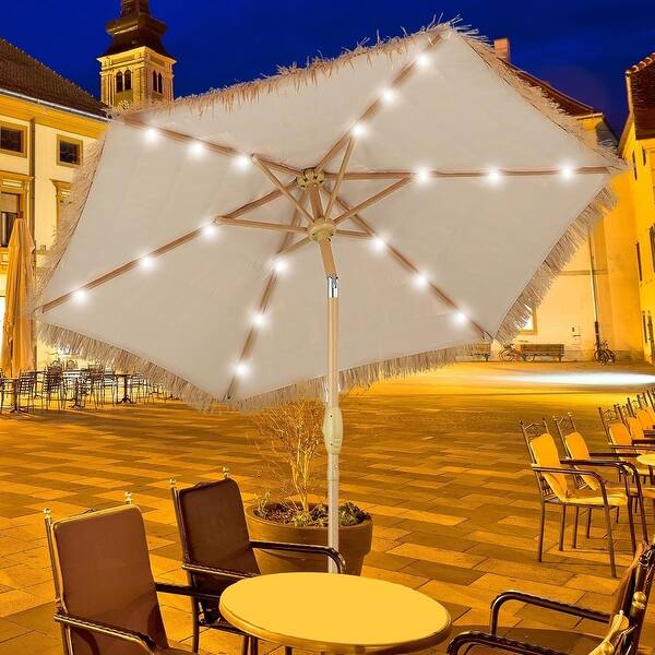 7.5 patio umbrella with solar lights Outsunny 9' x 7' LED & Tilt Crank touch and superior appearance 7.5 Feet Solar Umbrella with