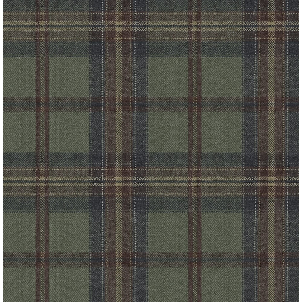 Harry & Grace Herringbone Plaid Premium Matte Non-Woven Peel and Stick Wallpaper