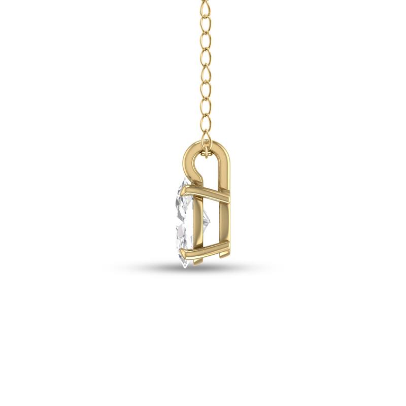 Marquee Lab Grown 3/4 Carat Oval Solitaire Diamond Pendant in 14K Yellow Gold