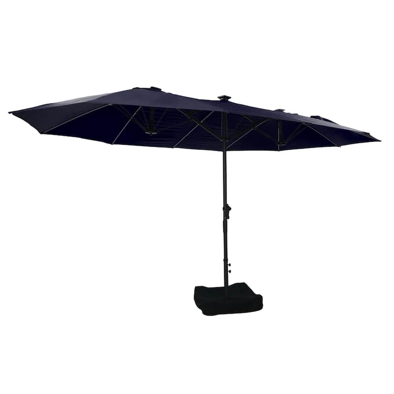 15ft Double-Sided Patio Umbrella with Lights Large Outdoor Umbrella