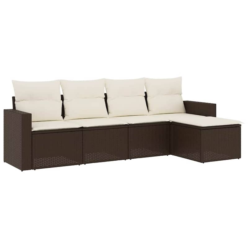 vidaXL Garden Sofa Set Brown, Cream White - 21.7 x 21.7 x 14.6