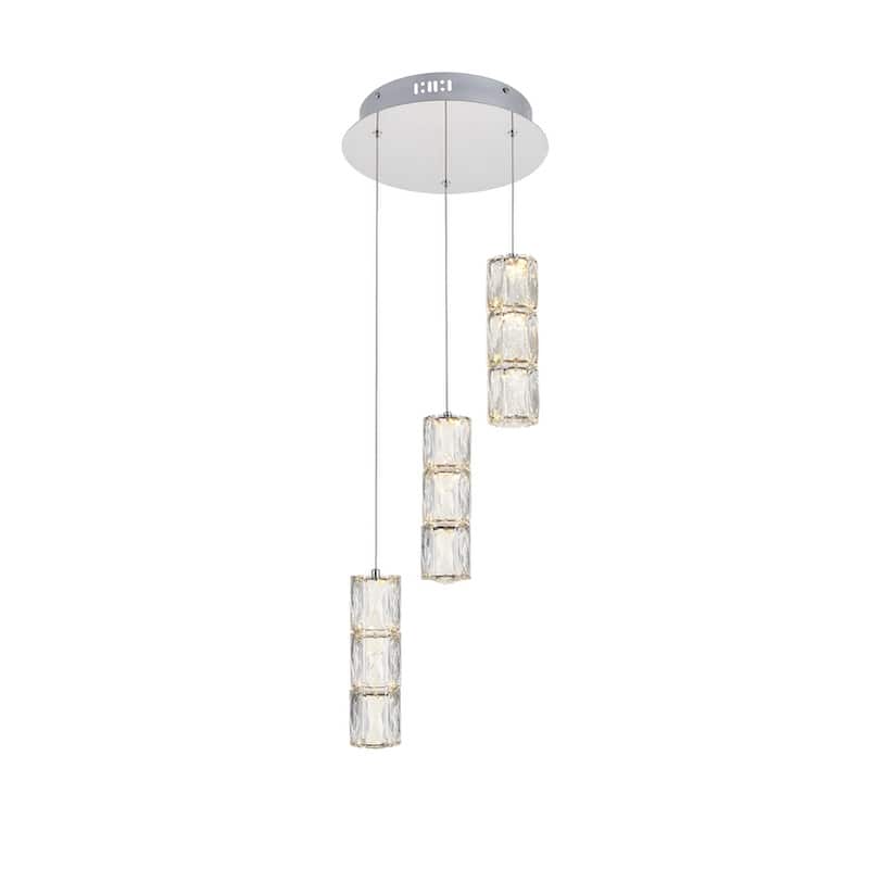 Silver Orchid Dove Pendant Clear Crystal 3-Light - 12"W X 9.2"H - Chrome