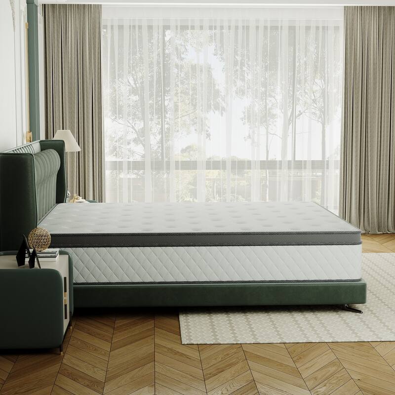 Medium Comfort Level Hybrid Mattress 8 in. Breathable and Cooling Mattress-TWIN