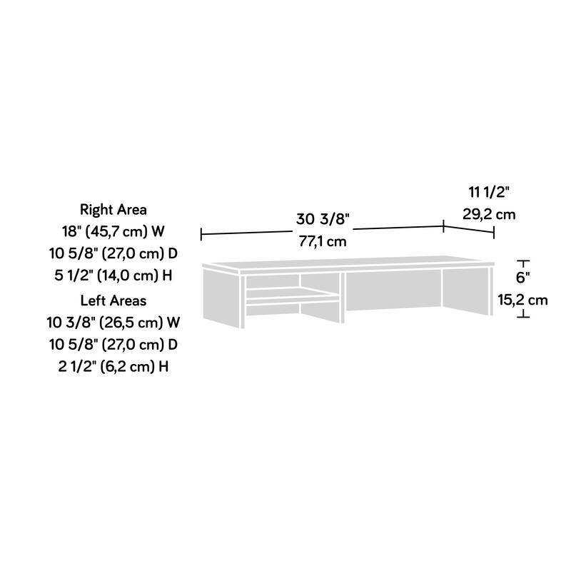 Wood Organizer Hutch with Bookcase, Brown - 30.35" W x 11.50" D x 5.94" H