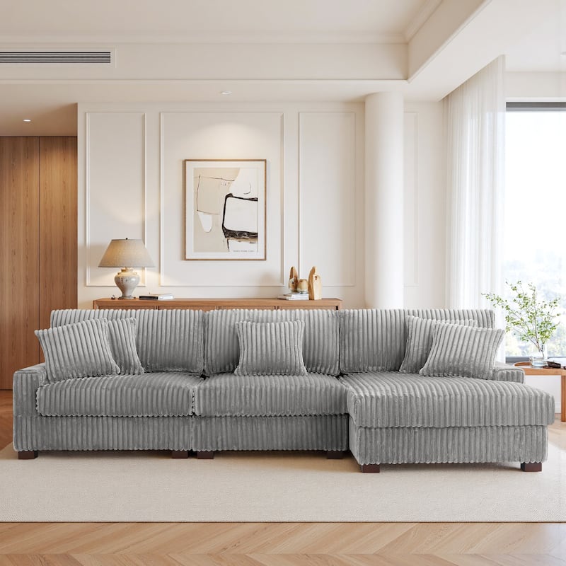 UIXE Upholstered Plush Velvet L Shaped Couch Modular Sofa
