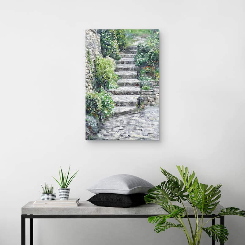 Garden Steps by Studio Arts Canvas Art Print