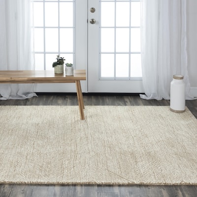 Alora Decor Trace Tan Geometric Hand-tufted Wool Rug