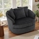 preview thumbnail 2 of 54, Oversized 43" W Plush Corduroy Recessed Arm Swivel Barrel Chair Dark Grey