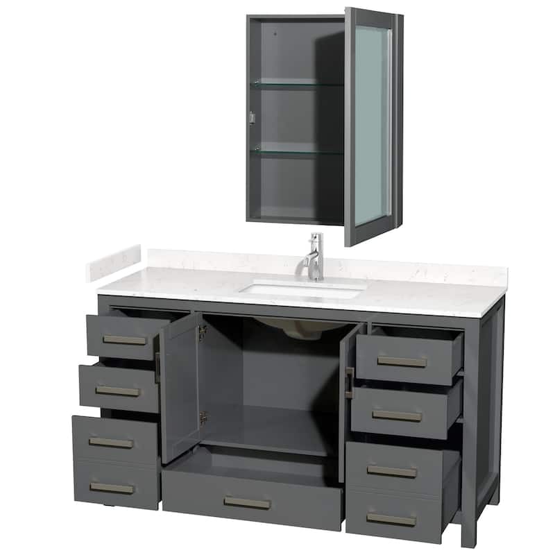 Wyndham Collection Sheffield 60" Single Bathroom Vanity, Carrara