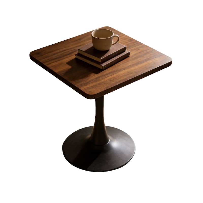 Square Dining Table, 23.6" Tulip Table with Thickened Edge Decor Tabletop & Metal Pedestal, Mid Century Modern Bistro Table